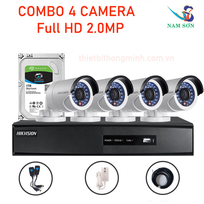 Trọn Bộ 4 mắt Camera HIKVISION DS-7204HGHI-FI